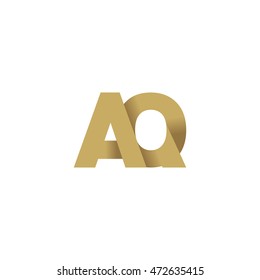 Initial letters AQ overlapping linked fold logo brown gold