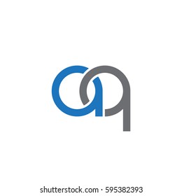 Initial letters aq round linked chain shape lowercase logo modern design blue gray