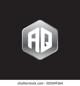 Initial letters AQ rounded hexagon shape silver modern logo
