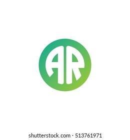 Initial letters AR circle shape green simple modern logo