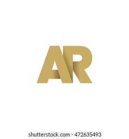 Initial letters AR overlapping linked fold logo brown gold