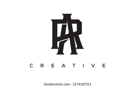 Initial letters AR, RA Monogram logo design with Creative Style alphabet symbol. AR, RA Spiral letters Universal elegant vector emblem, logotype. Graphic alphabet symbol for corporate identity