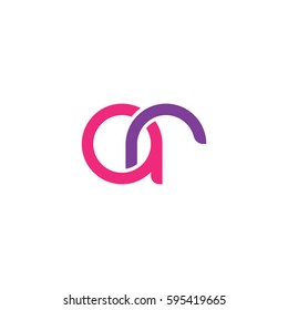 Initial letters ar round linked chain shape lowercase logo modern design pink purple