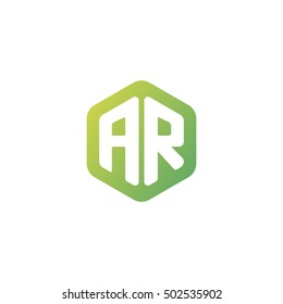 Initial letters AR rounded hexagon shape green simple modern logo
