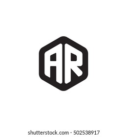 Initial letters AR rounded hexagon shape monogram black simple modern logo