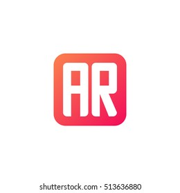 Initial letters AR rounded square shape red orange simple modern logo