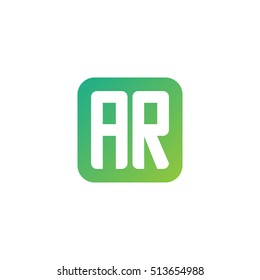 Initial letters AR rounded square shape green simple modern logo