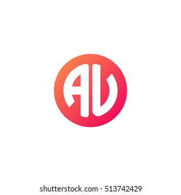 Initial letters AU circle shape red orange simple modern logo