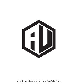 Initial letters AU negative space hexagon shape monogram logo