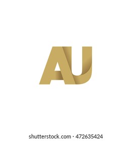 Initial letters AU overlapping linked fold logo brown gold