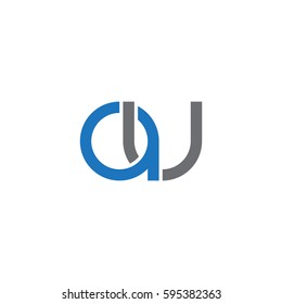 Initial letters au round linked chain shape lowercase logo modern design blue gray