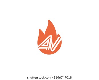 Initial letters AV in fire. Logo vector