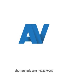 Initial letters AV overlapping linked fold logo blue