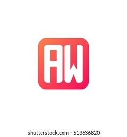 Initial letters AW rounded square shape red orange simple modern logo