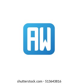 Initial letters AW rounded square shape blue simple modern logo