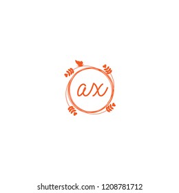 initial letters ax beauty spa logo design, with flower, love and butterfly illustration