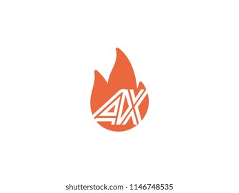 Initial letters AX in fire. Logo vector