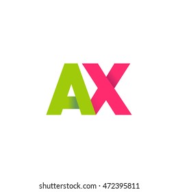 Initial letters AX overlapping linked fold logo green magenta