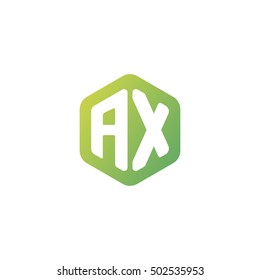 Initial letters AX rounded hexagon shape green simple modern logo
