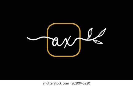 Initial letters AX and XA handwriting floral boho botanical monogram logo vector icon minimalist design symbol