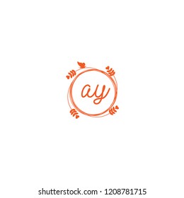 initial letters ay beauty spa logo design, with flower, love and butterfly illustration