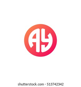 Initial letters AY circle shape red orange simple modern logo