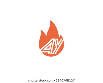 Initial letters AY in fire. Logo vector