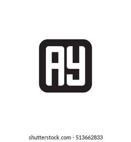 Initial letters AY rounded square shape monogram black simple modern logo