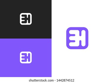 Initial letters B and H logo template design in square rounded shape. Logo icon design template elements. Monogram. Linear logo. Simple vector illustration for your design.