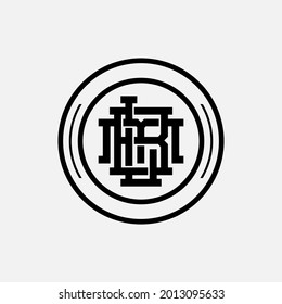 Initial letters B, L, M, BLM, BML, LMB, LBM, MBL or MLB overlapping, interlocked monogram logo, black color on white background