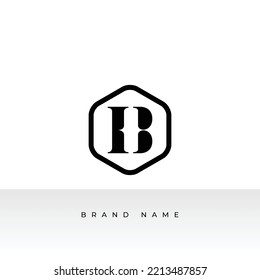 Initial letters B logo template design in rounded shape. Logo icon design template elements. Monogram. Linear logo. Simple vector sign illustration in a modern style.
