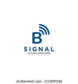 Initial Letters B Signal Logo Design in Blue Colored