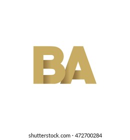 Initial letters BA overlapping fold logo brown gold