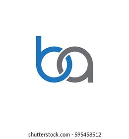Initial letters ba, round linked chain shape lowercase logo modern design blue gray
