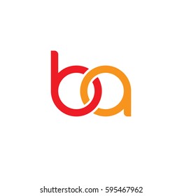 Initial letters ba, round linked chain shape lowercase logo modern design red orange