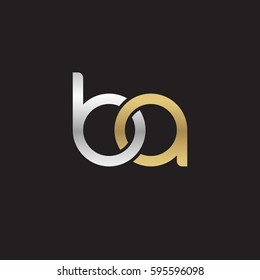 Initial letters ba, round linked chain shape lowercase logo modern design silver gold