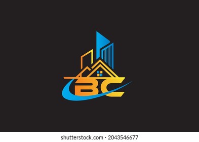 Initial Letters BC Construction Real Estate Logo Design