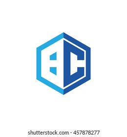 Initial letters BC negative space hexagon shape logo blue