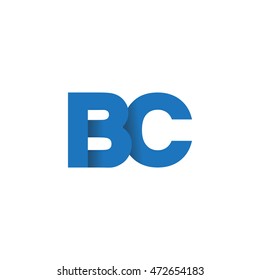 Initial letters BC overlapping fold logo blue