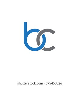 Initial letters bc, round linked chain shape lowercase logo modern design blue gray
