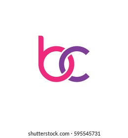 Initial letters bc, round linked chain shape lowercase logo modern design pink purple