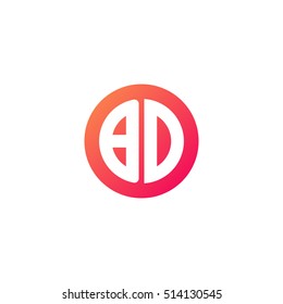 Initial letters BD circle shape red orange simple logo