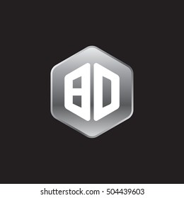 Initial letters BD rounded hexagon shape silver modern logo