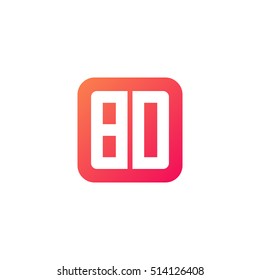 Initial letters BD rounded square shape red orange simple logo
