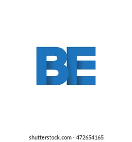 Initial letters BE overlapping fold logo blue