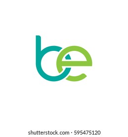 Initial letters be, round linked chain shape lowercase logo modern design modern green