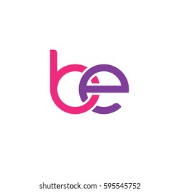 Initial letters be, round linked chain shape lowercase logo modern design pink purple