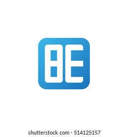 Initial letters BE rounded square shape blue simple logo