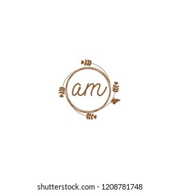 initial letters am beauty spa logo design, with flower, love and butterfly illustration