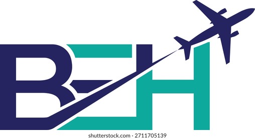 Anfangsbuchstaben BEH Travel Logo Design mit Flugzeug Flugzeug